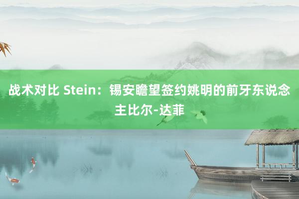 战术对比 Stein：锡安瞻望签约姚明的前牙东说念主比尔-达菲