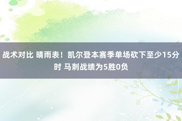 战术对比 晴雨表！凯尔登本赛季单场砍下至少15分时 马刺战绩为5胜0负