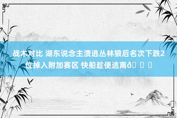 战术对比 湖东说念主溃逃丛林狼后名次下跌2位掉入附加赛区 快船趁便逃离😋