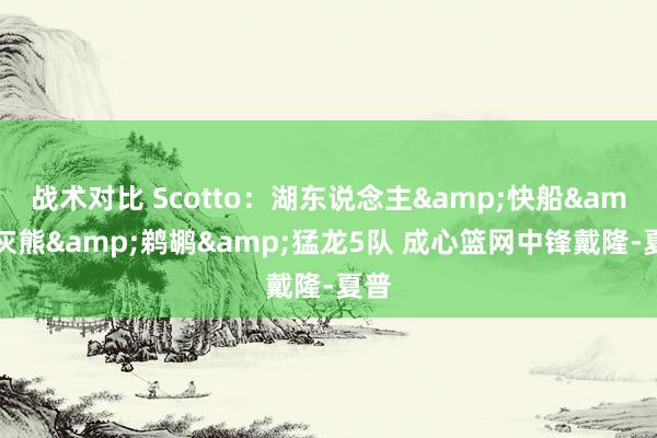 战术对比 Scotto：湖东说念主&快船&灰熊&鹈鹕&猛龙5队 成心篮网中锋戴隆-夏普